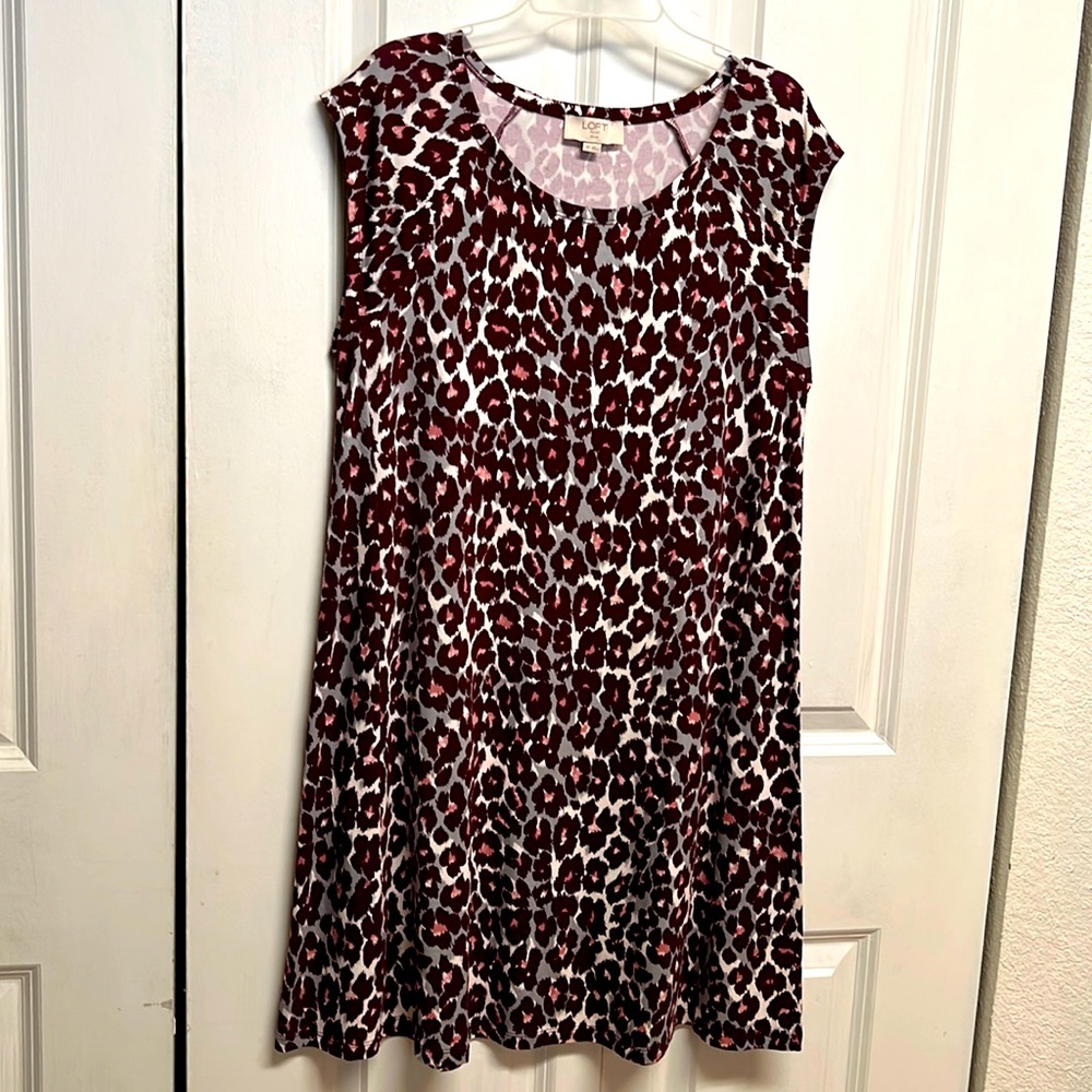 Loft Outlet Purple Multi Color Animal Print Sleeveless Stretch Casual Dress SP